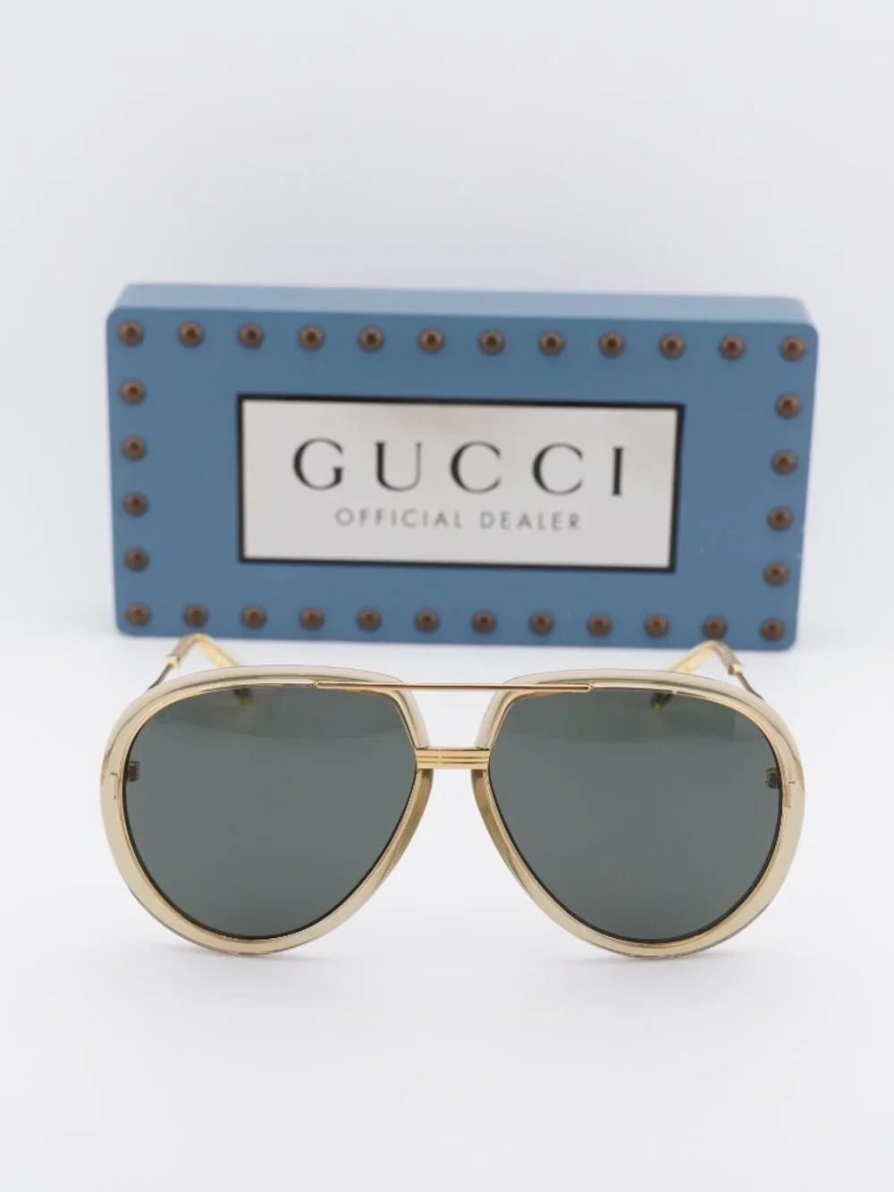Gucci GG0904S 002 Aviator Sunglasses - Gold / Grey